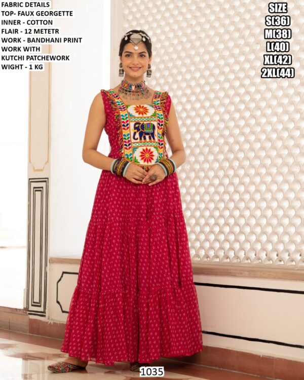 Navratri Wear Kutchi Patchwork Flared Gown
