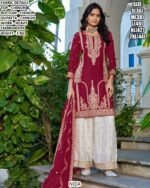 Wedding Wear Chinon Three Piece Ethnic Suit