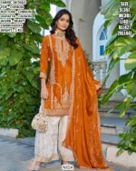 Wedding Wear Chinon Three Piece Ethnic Suit