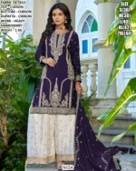Wedding Wear Chinon Three Piece Ethnic Suit