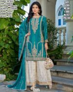 Wedding Wear Chinon Three Piece Ethnic Suit