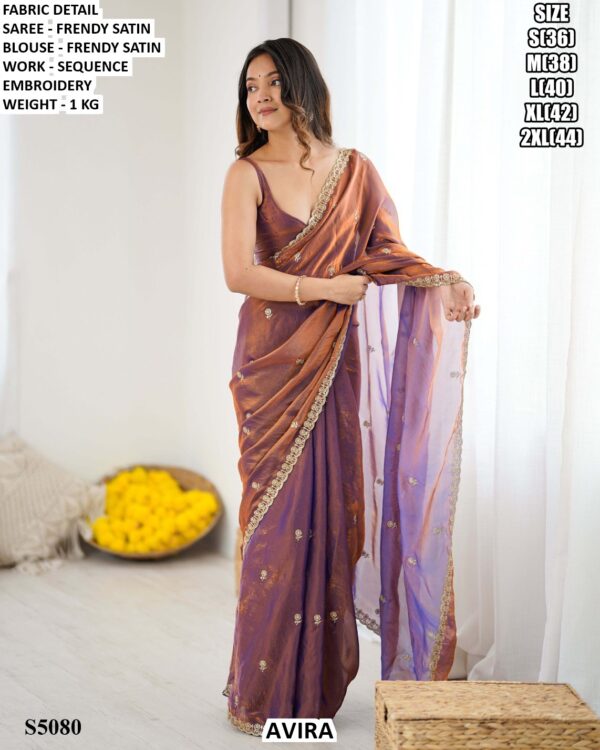 Designer Satin Saree With Readymade Blouse