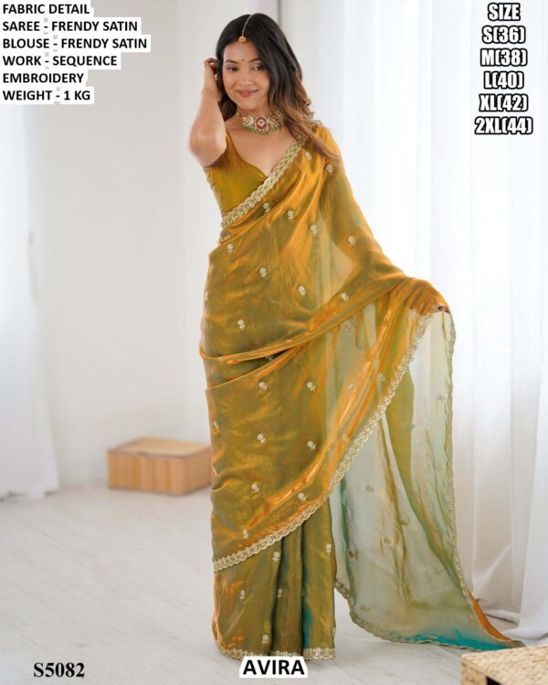 Designer Satin Saree With Readymade Blouse