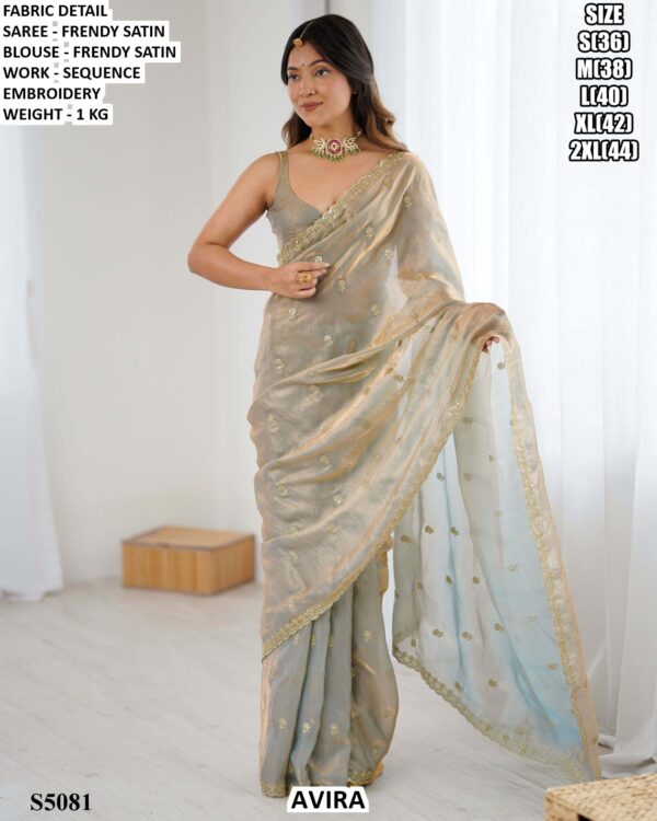 Designer Satin Saree With Readymade Blouse