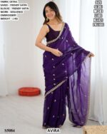Designer Satin Saree With Readymade Blouse