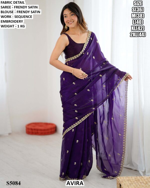 Designer Satin Saree With Readymade Blouse