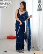 Designer Satin Saree With Readymade Blouse
