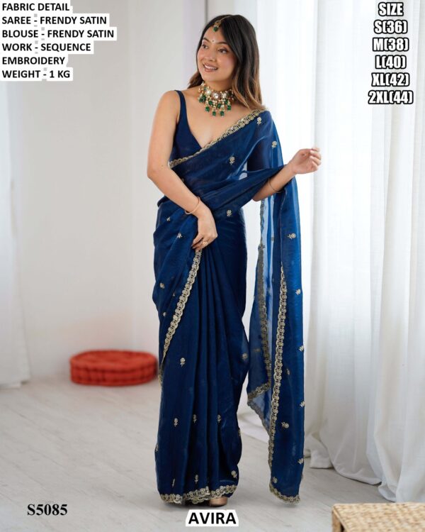 Designer Satin Saree With Readymade Blouse