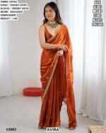 Designer Satin Saree With Readymade Blouse