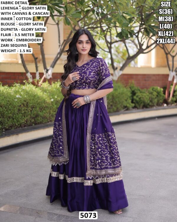 Premium Glory Satin Zari Sequin Lehenga Choli