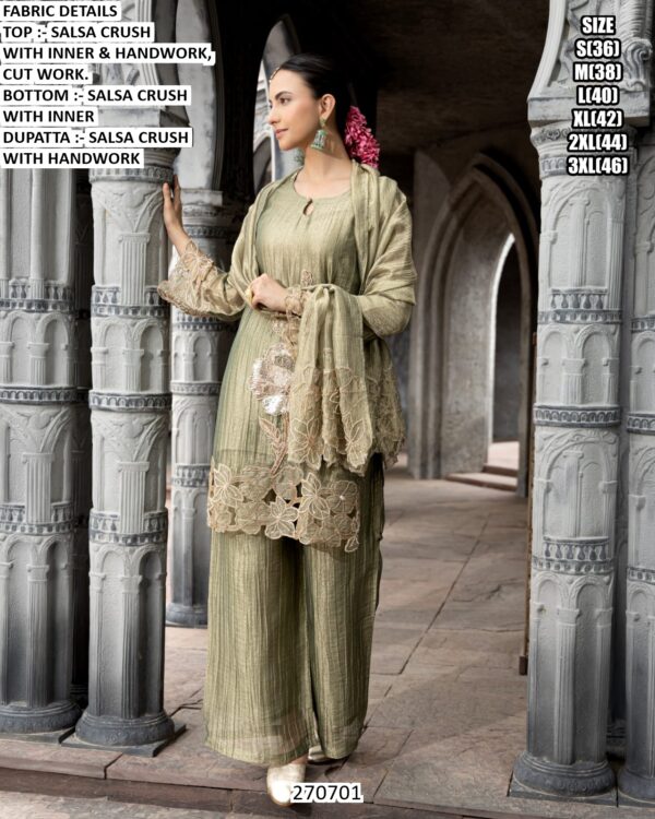 Handwork Straight Kurta Suit With Palazzo