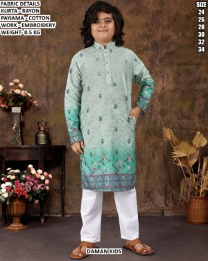 Traditional Boys Kurta Set With Embroidery