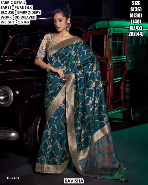 Designer Silk Saree With Floral Embroidery Blouse