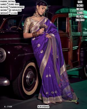 Designer Silk Saree With Floral Embroidery Blouse