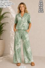 Modern Button Down Shirt Palazzo Co Ord Set