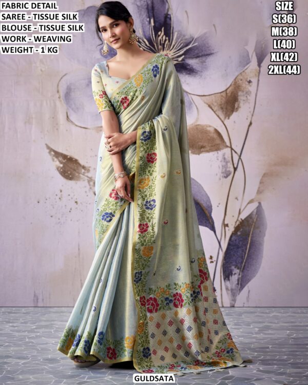 Designer Woven Saree With Readymade Blouse
