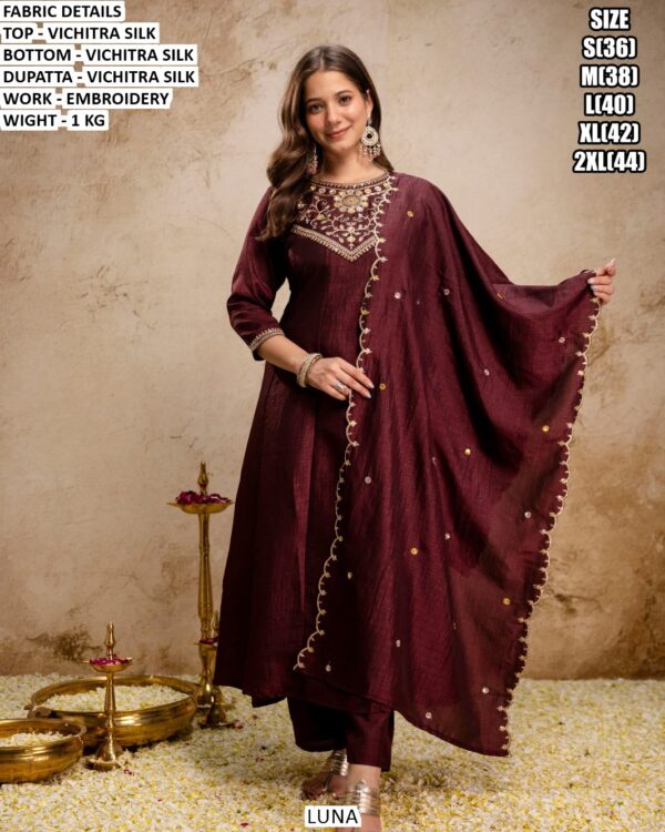 Festive Wear Vichitra Silk Salwar Suit For Women