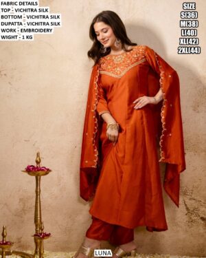 Festive Wear Vichitra Silk Salwar Suit For Women
