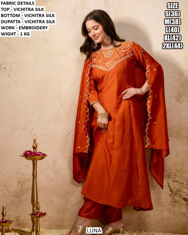 Festive Wear Vichitra Silk Salwar Suit For Women
