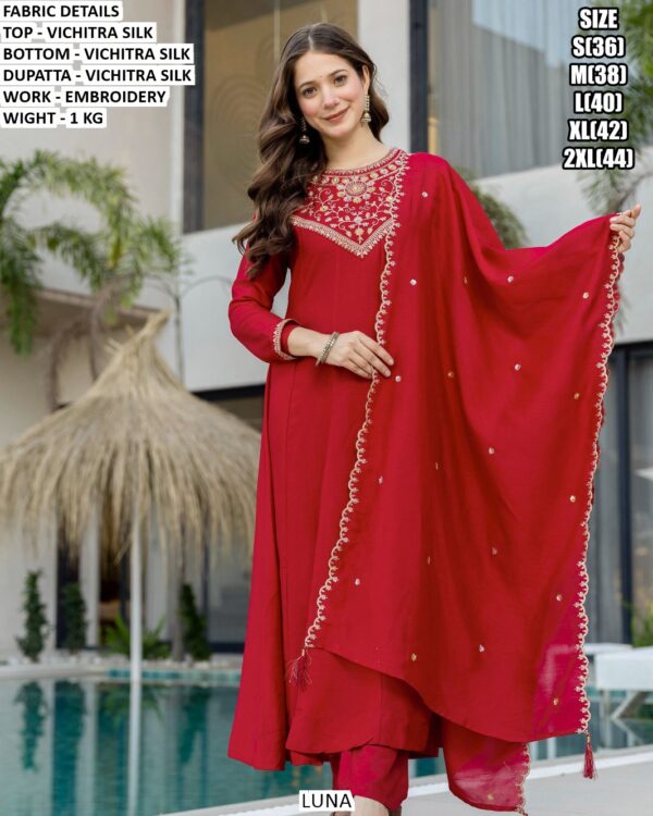 Festive Wear Vichitra Silk Salwar Suit For Women