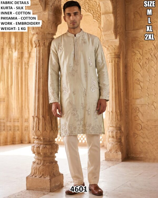 Floral Embroidered Kurta Pajama Set For Men