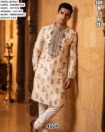 Floral Embroidered Kurta Pajama Set For Men
