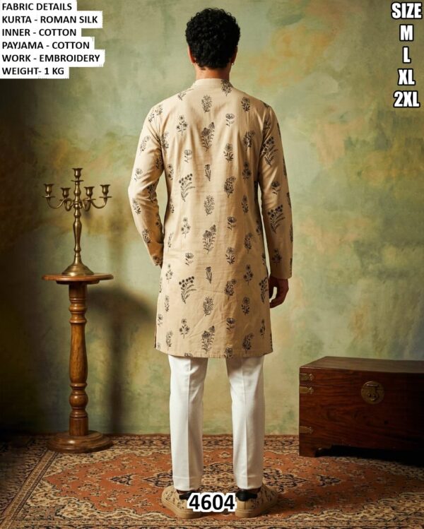 Floral Embroidered Kurta Pajama Set For Men