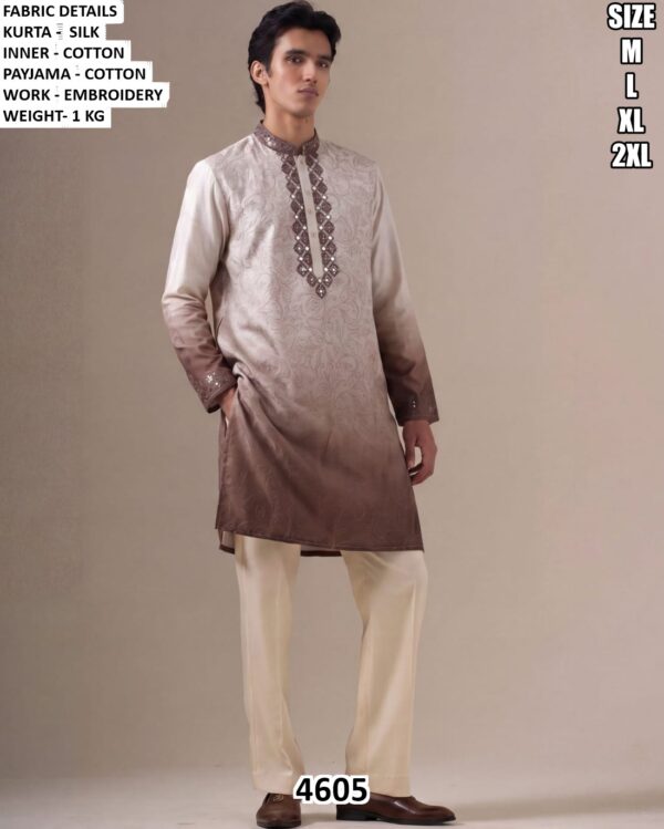 Floral Embroidered Kurta Pajama Set For Men