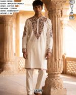 Floral Embroidered Kurta Pajama Set For Men