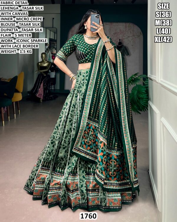 Traditional Floral Motif Silk Lehenga Choli