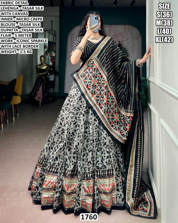 Traditional Floral Motif Silk Lehenga Choli