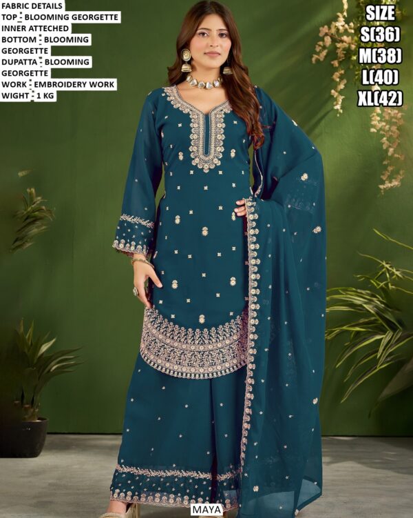 Festive Wear Floral Embroidered Georgette Suit