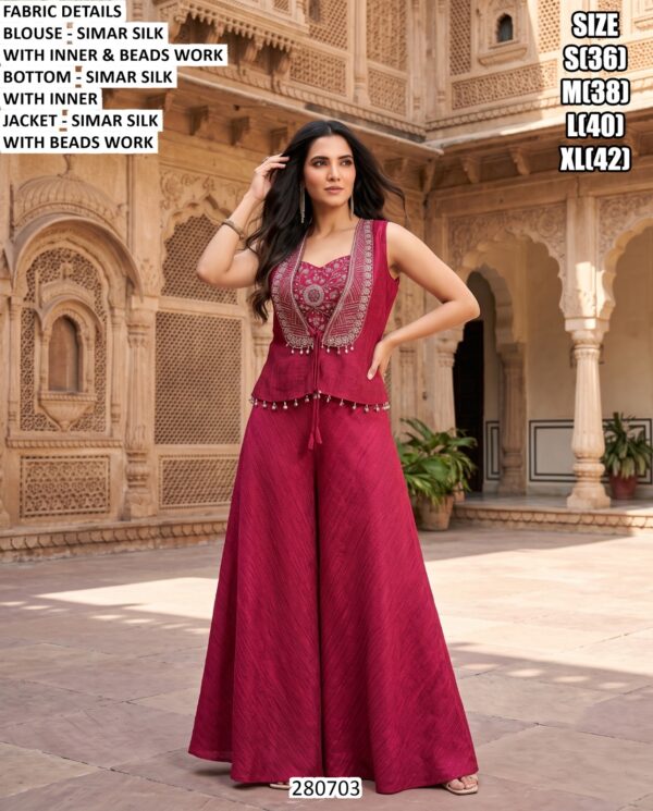 Designer Simar Silk Palazzo Set For Women