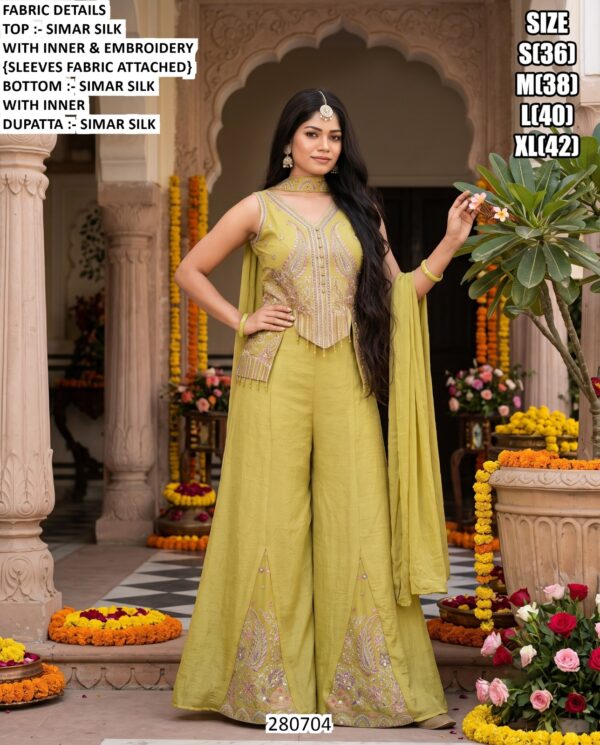 Designer Simar Silk Palazzo Set For Women