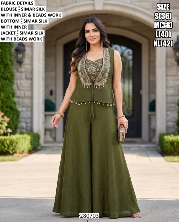 Designer Simar Silk Palazzo Set For Women