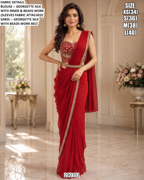 Elegant Party Wear Saree With Statement Waist Belt