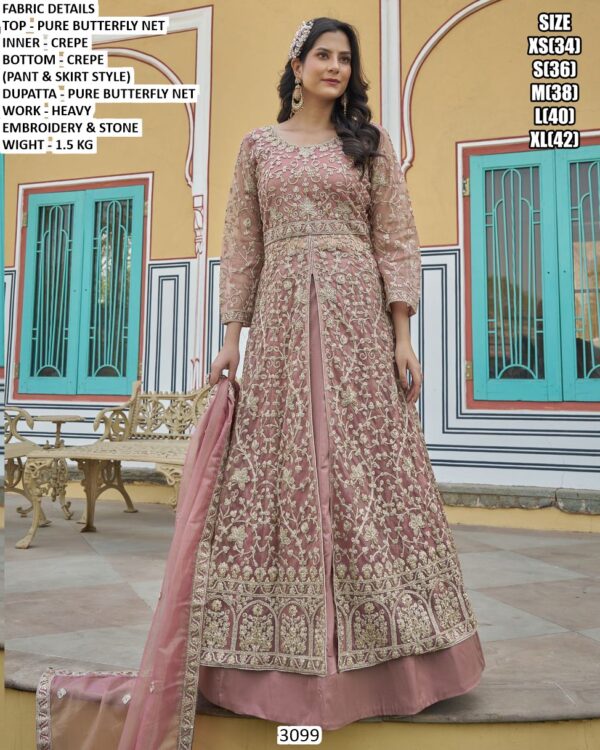 Embroidered Long Jacket Anarkali Suit For Women