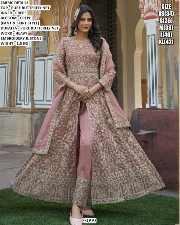 Embroidered Long Jacket Anarkali Suit For Women