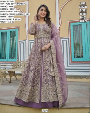 Embroidered Long Jacket Anarkali Suit For Women