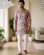 Designer Botanical Print Men’s Kurta Pajama Set