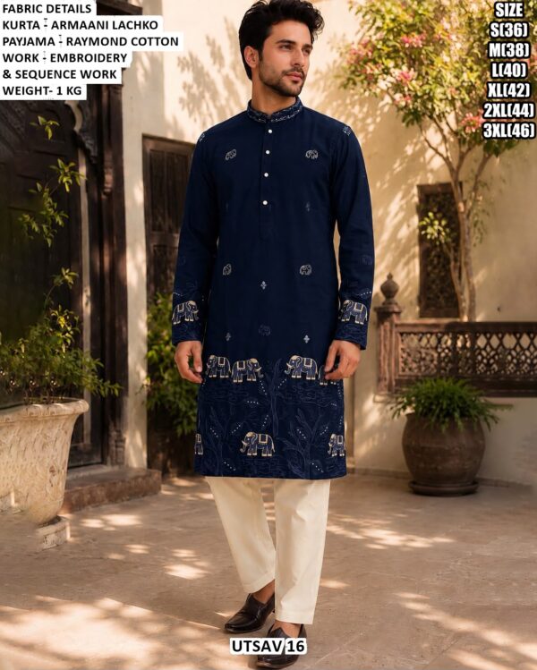 Wedding Wear Sequence Work Men’s Kurta Set