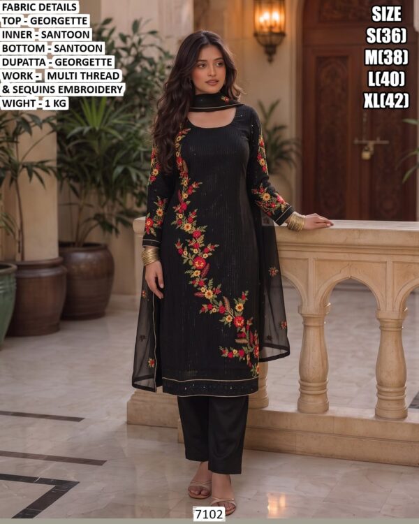 Premium Georgette Multi Thread Embroidered Kurta Set