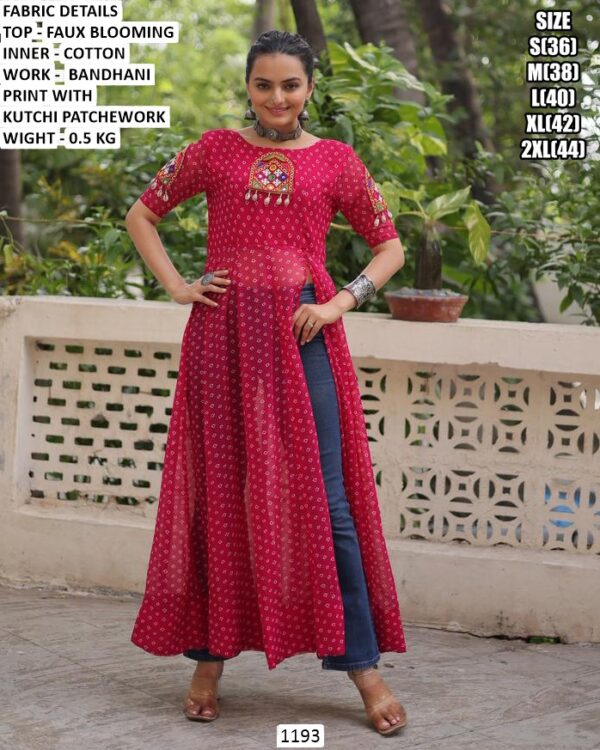 Designer Bandhani Print Long Top For Women