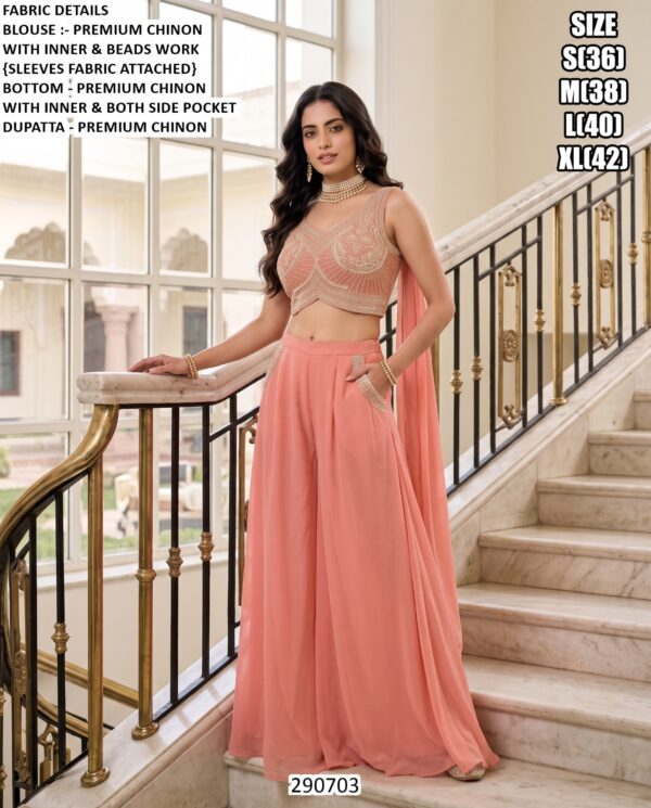 Chinon Palazzo Set With Dupatta For Women