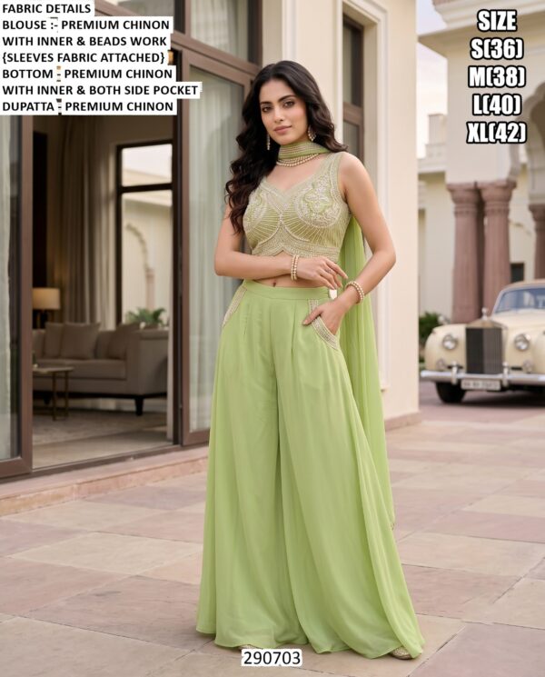Chinon Palazzo Set With Dupatta For Women
