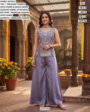 Chinon Palazzo Set With Dupatta For Women