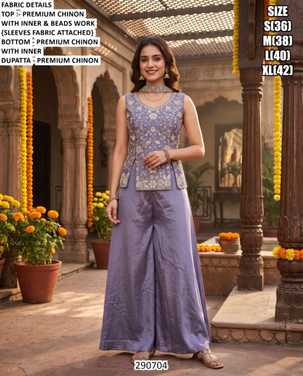 Chinon Palazzo Set With Dupatta For Women
