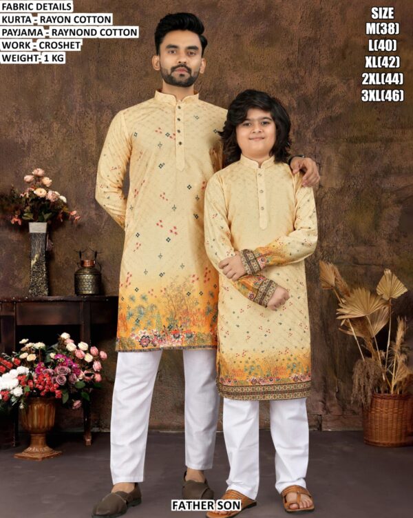 Rayon Cotton Father Son Twinning Kurta Set