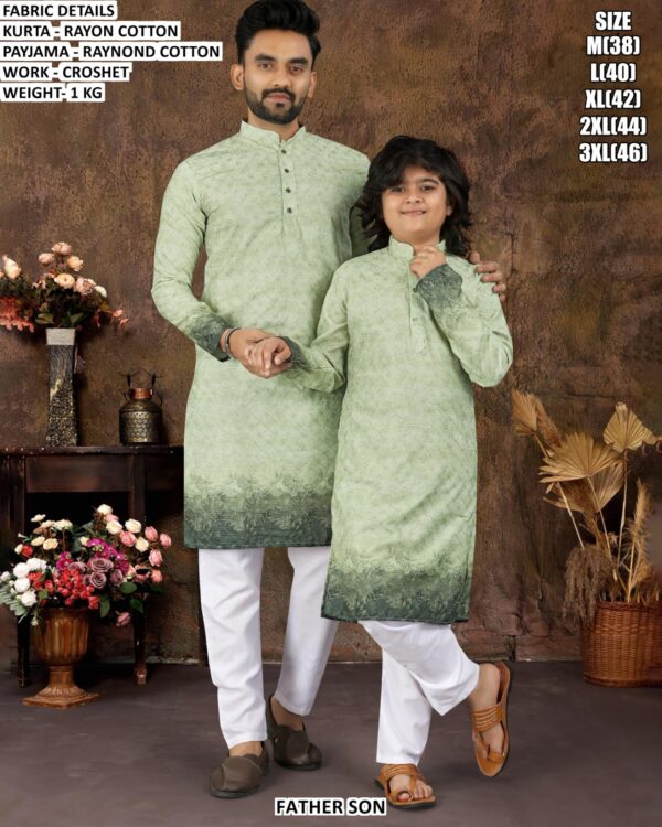 Rayon Cotton Father Son Twinning Kurta Set