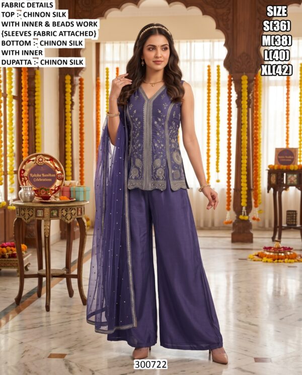 Designer Silk Palazzo Set With Dupatta For Women